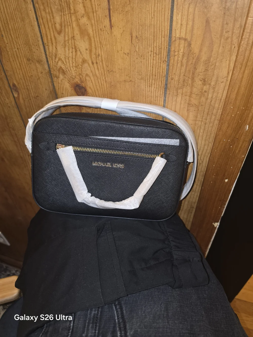 Michael Kors Black Saffiano Crossbody with Gold Hardware